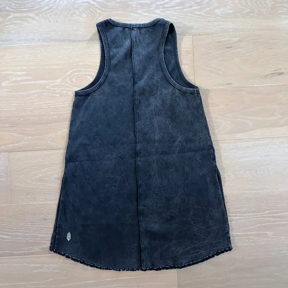 Free People Movement Ribbed Tank Dress Black Wash Medium